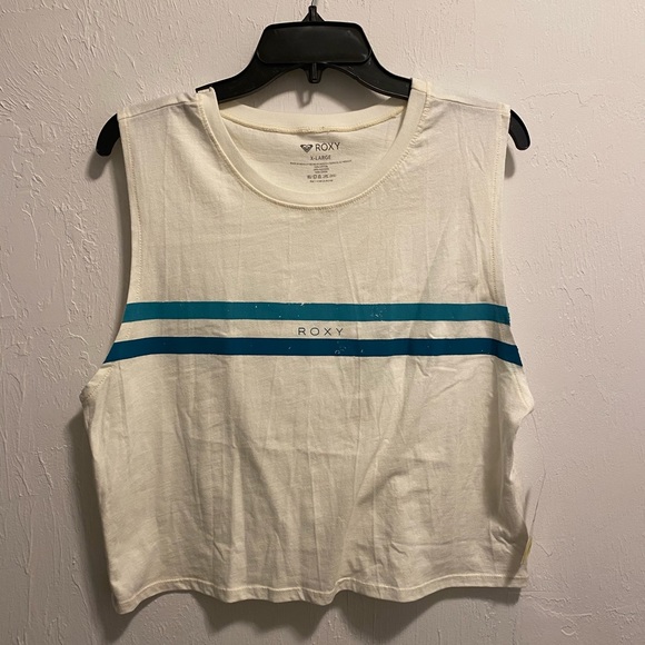 Roxy White Summer Striped Sleeveless Tank Top Size: XL - Picture 1 of 2